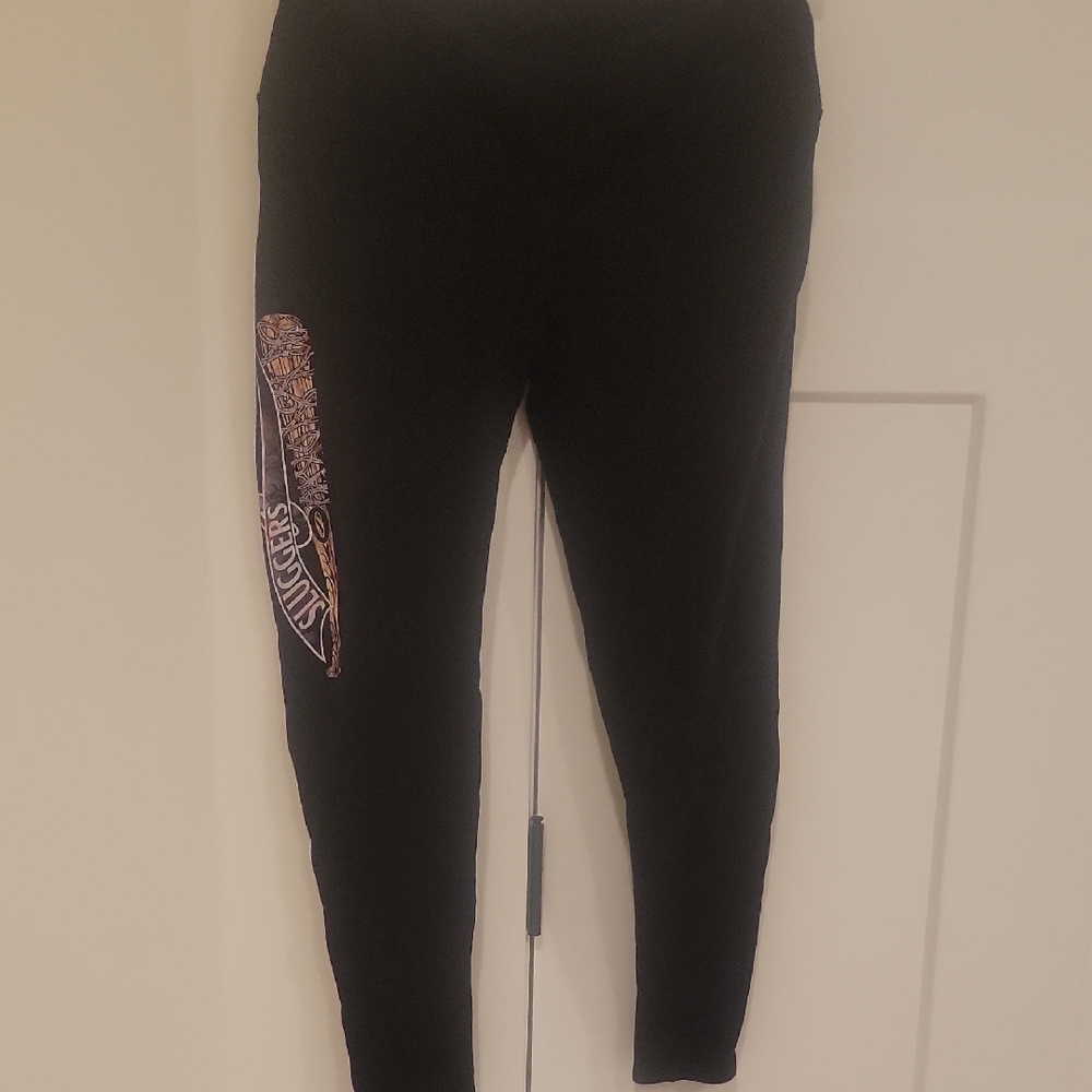 Black Leggings with Graphic Design